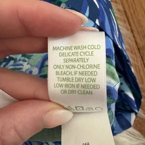 Lilly Pulitzer Beyonca Smocked Floral Mini Dress Women’s Small Blue Green Pocket - Picture 13 of 13